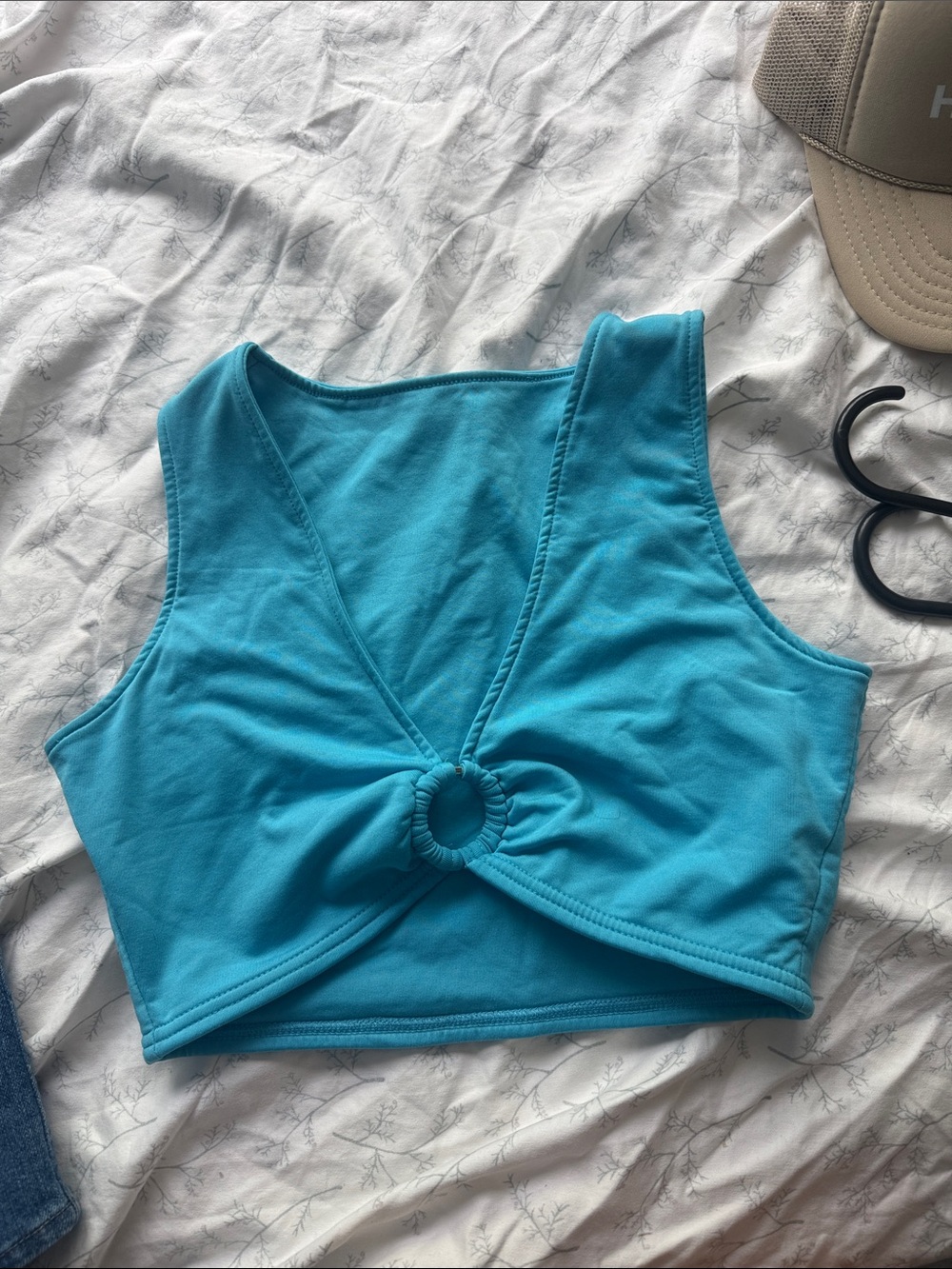 Amazon Turquoise Knot-Front Crop Top
